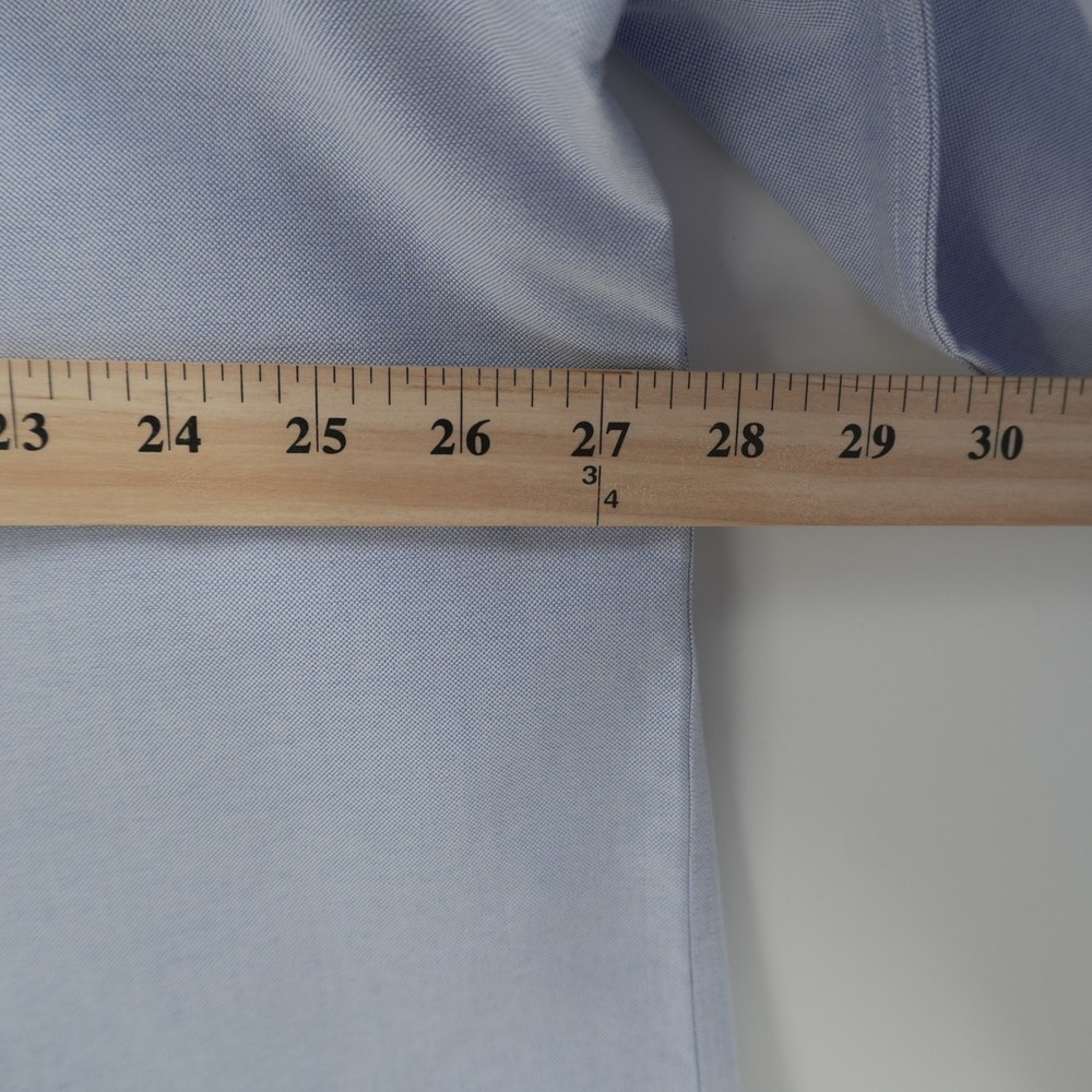 L.L. Bean Button Down Mens 18-33 Blue Wrinkle Resistant Oxford Long Sleeve Shirt - Picture 7 of 8